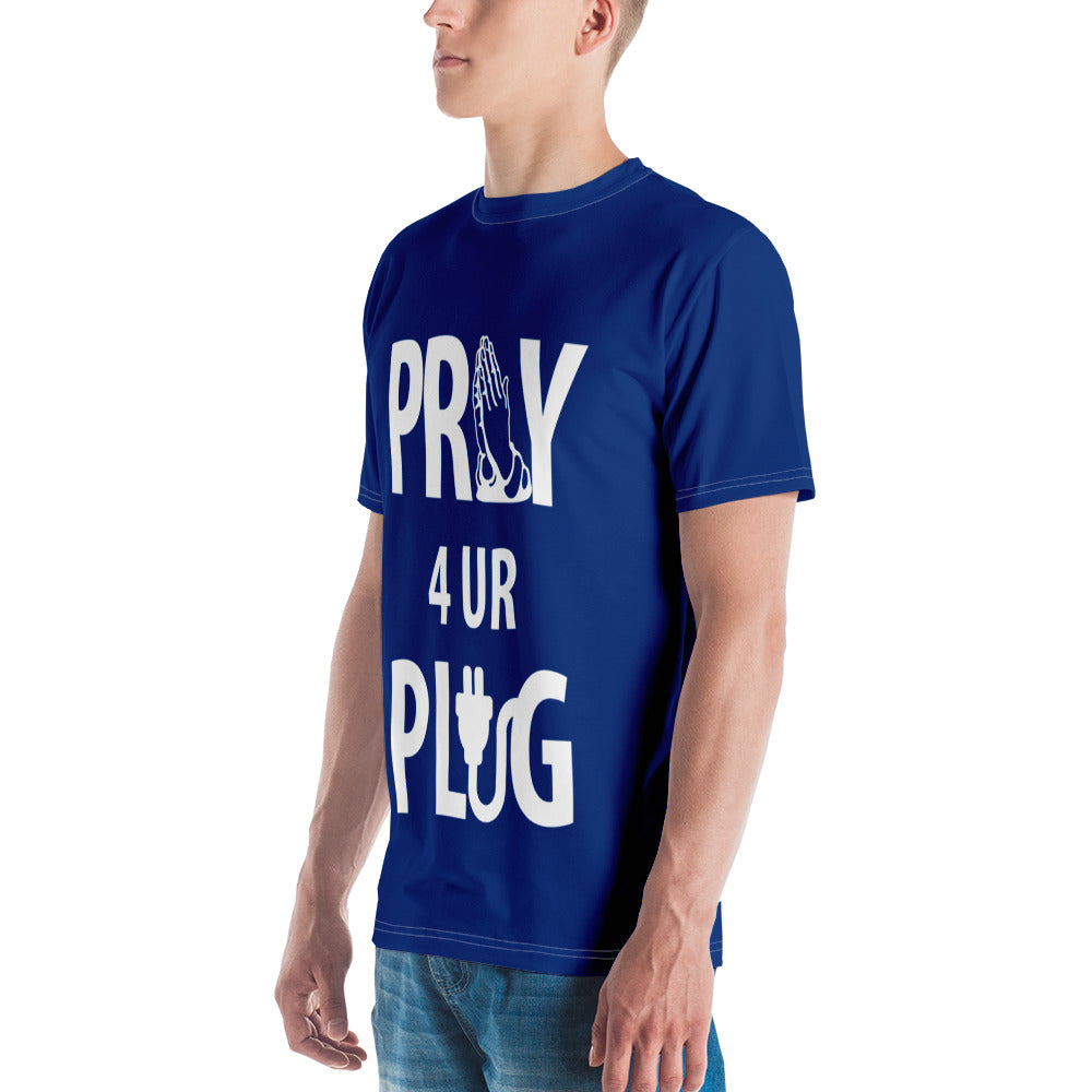 Men's "Pray 4 UR Plug" royal blue t-shirt