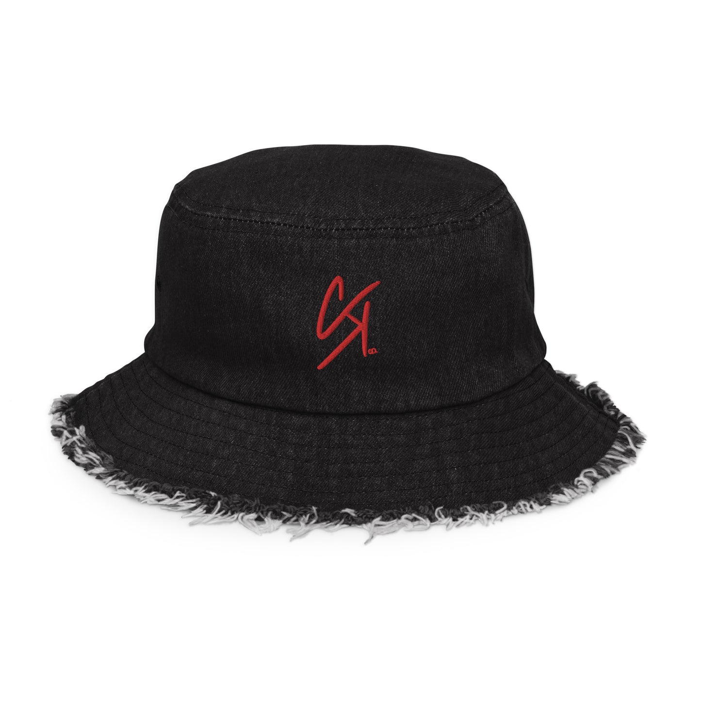 "CK CO" Distressed denim bucket hat