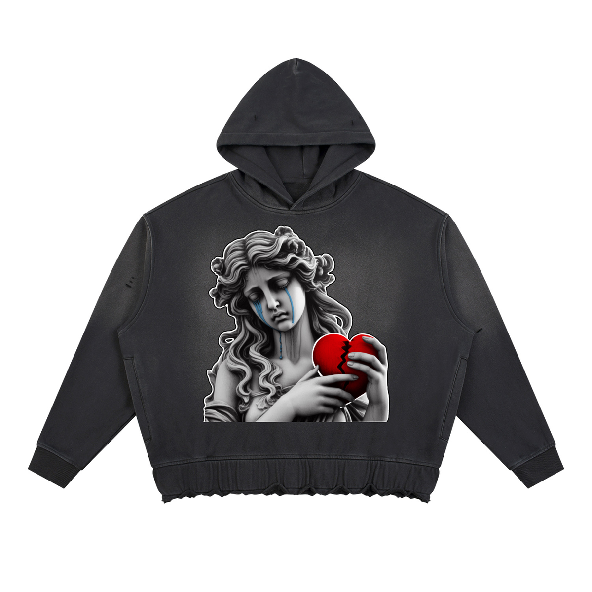 Unisex Sunfade Ripped Boxy Hoodie
