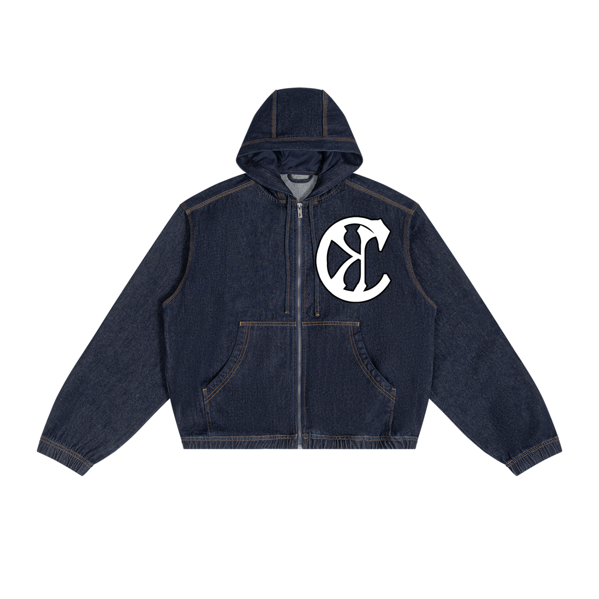Men's Boxy Vintage Wash Hooded Denim Jacket