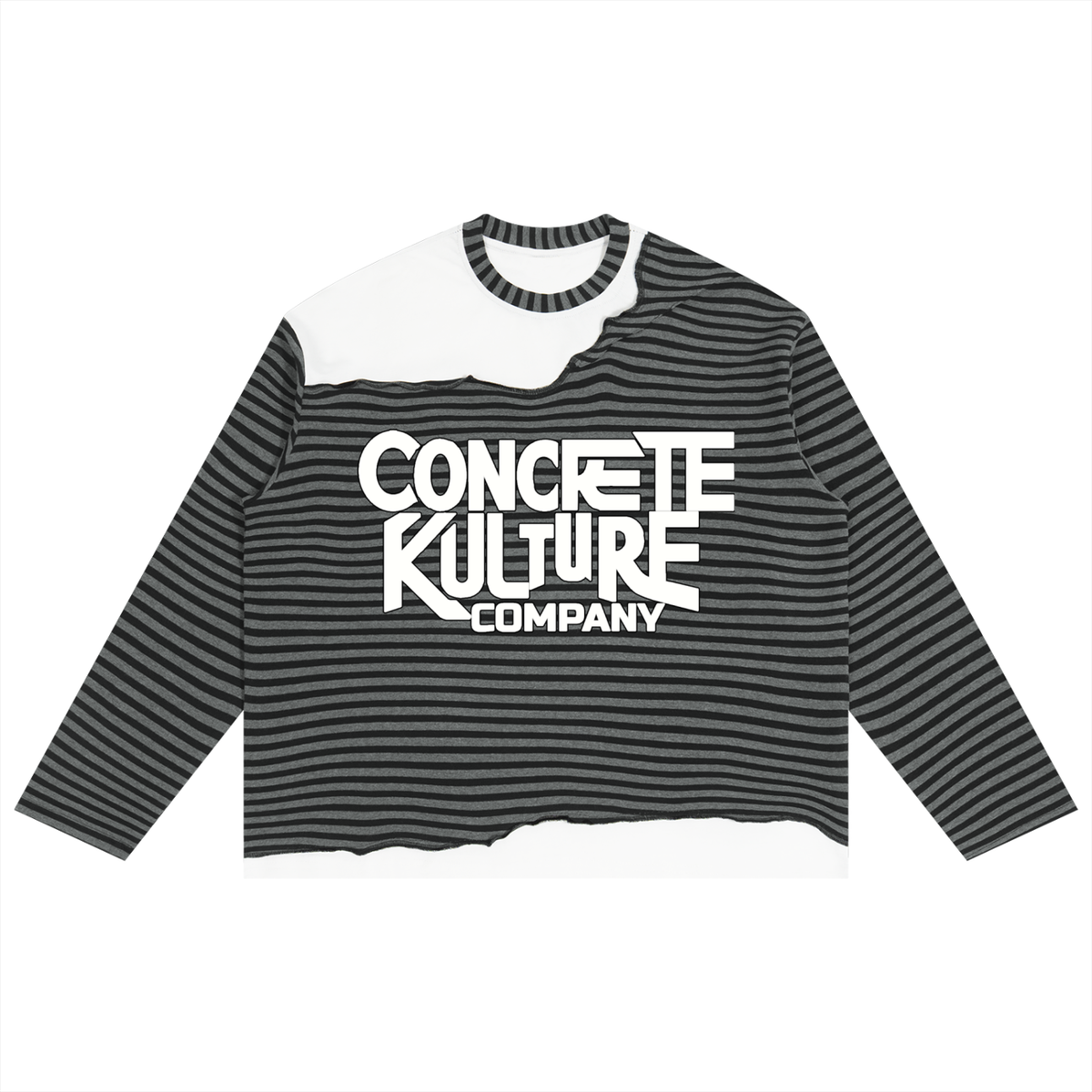 Unisex Striped Panel Boxy Long Sleeve T-Shirt