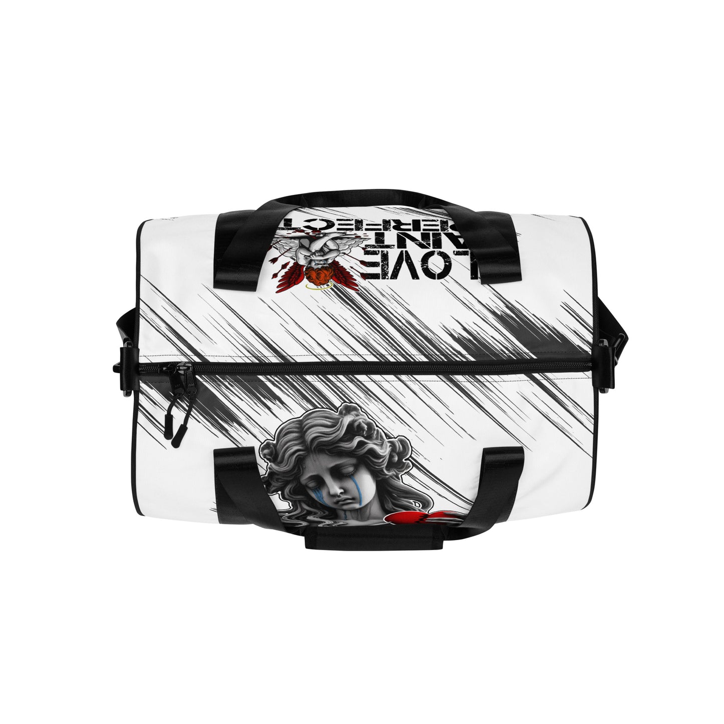 "Love Aint Perfect" All-over print gym bag