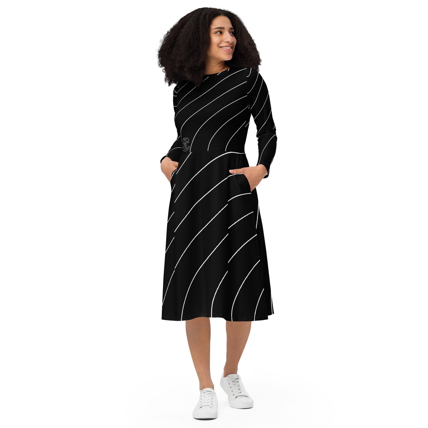 Concrete Kulture Co - All-over print long sleeve midi dress