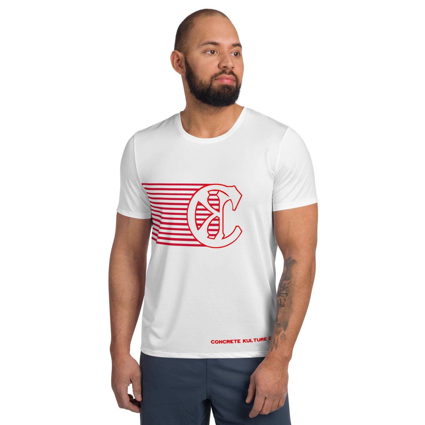 Concrete Kulture Company "Red Stripes" Men's Athletic T-shirt