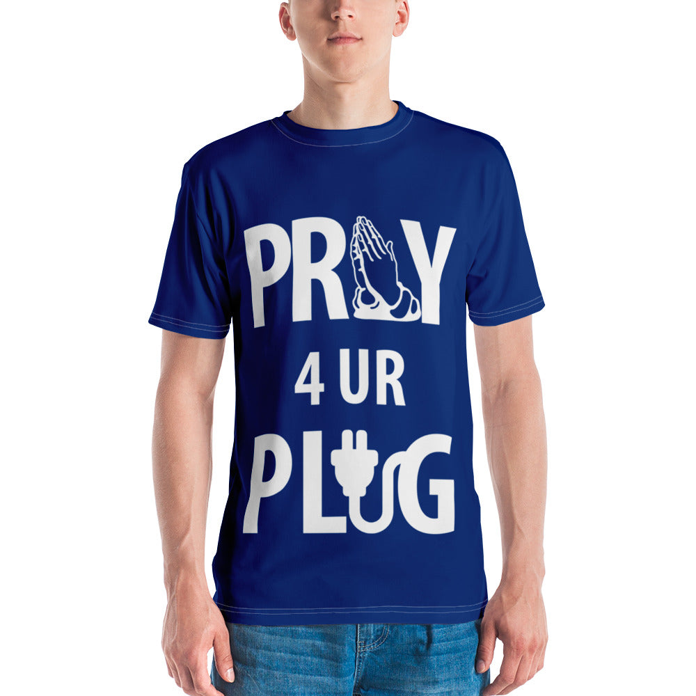 Men's "Pray 4 UR Plug" royal blue t-shirt