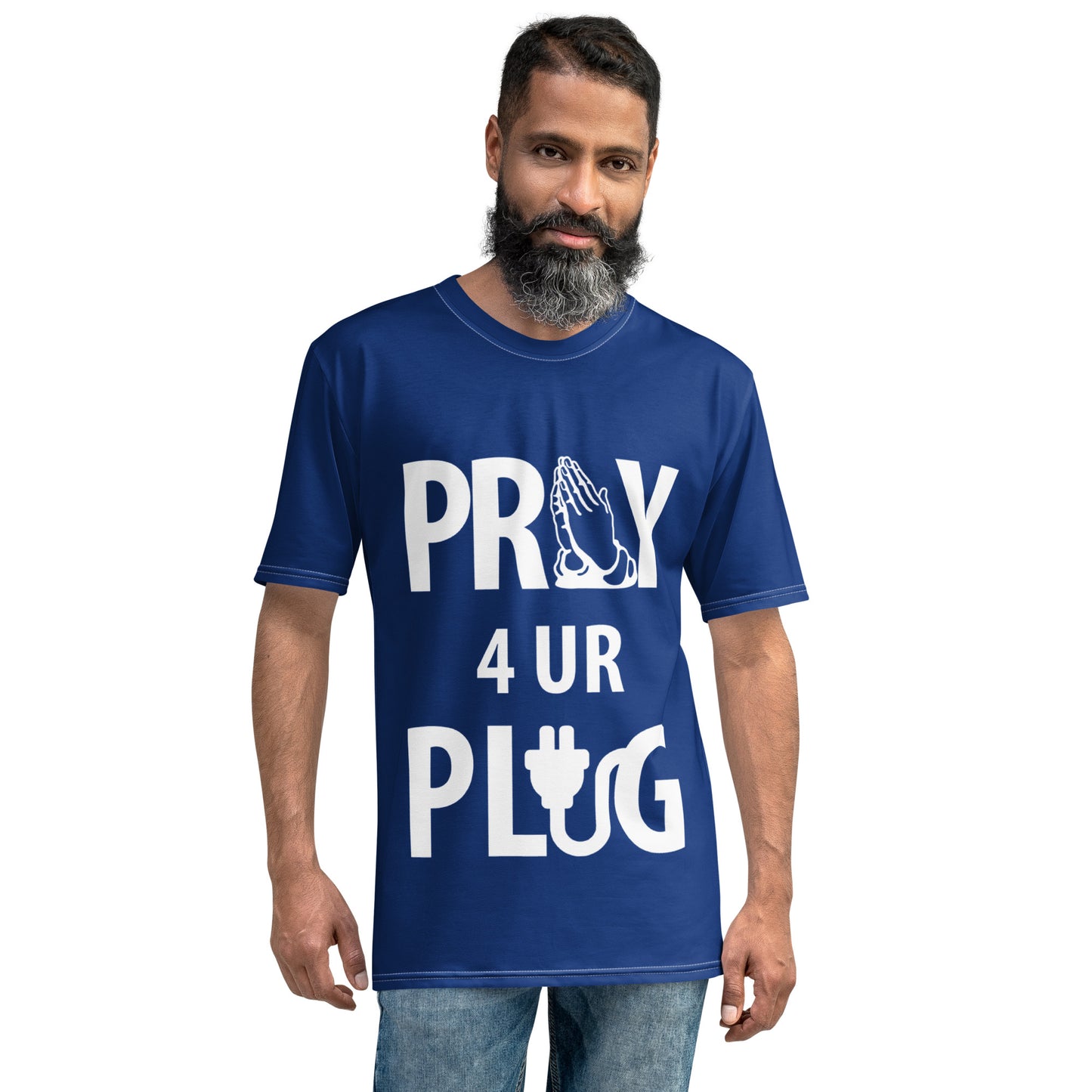 Men's "Pray 4 UR Plug" royal blue t-shirt