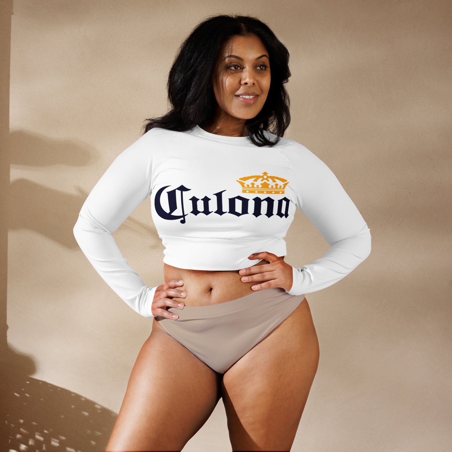 CKco- "Culona" Recycled long-sleeve crop top