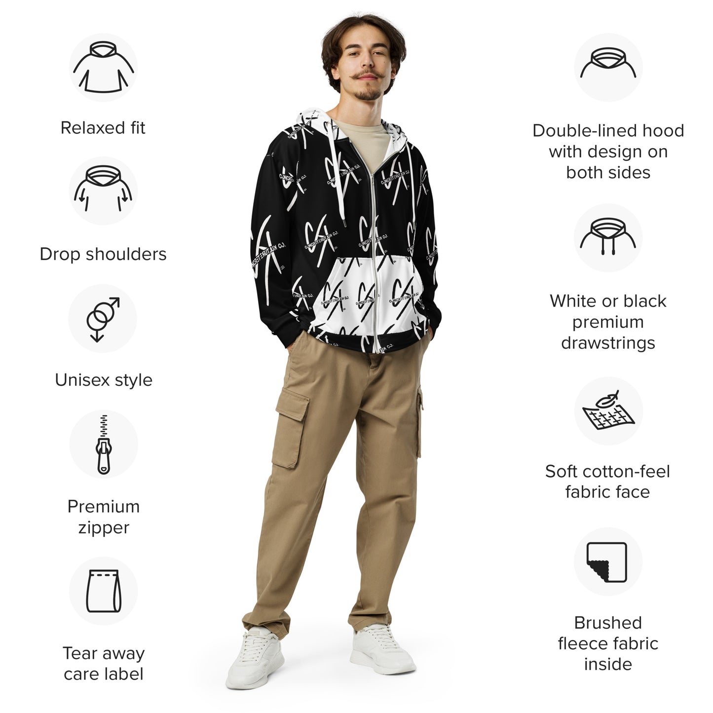 CK CO Unisex zip hoodie