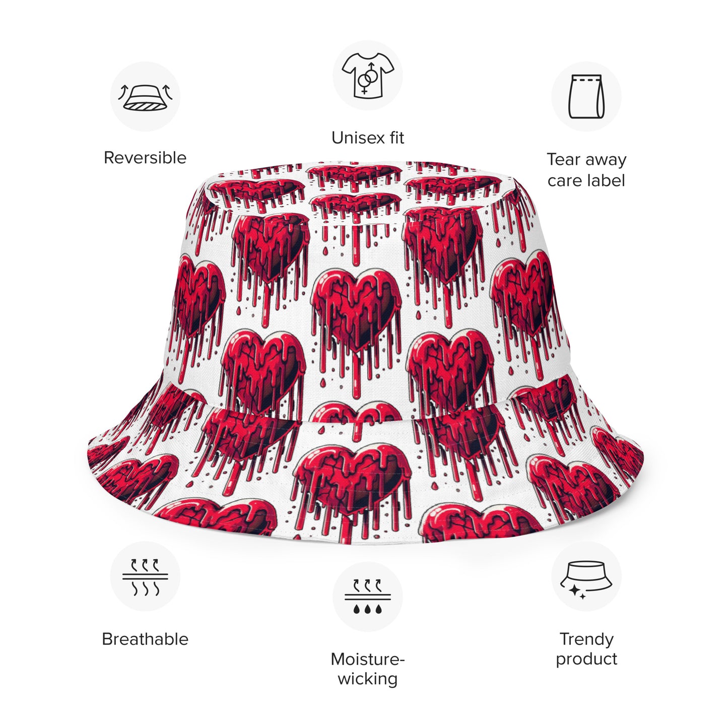 CkCo " Heart Melt" Reversible bucket hat