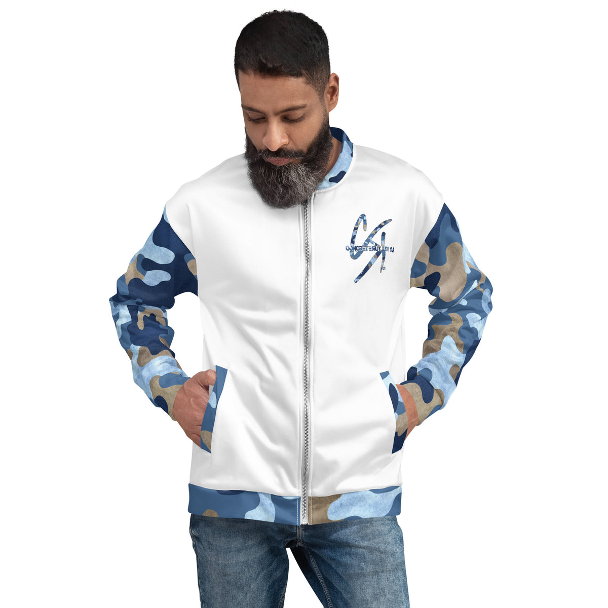 CK Co Blue Camo Bomber Jacket