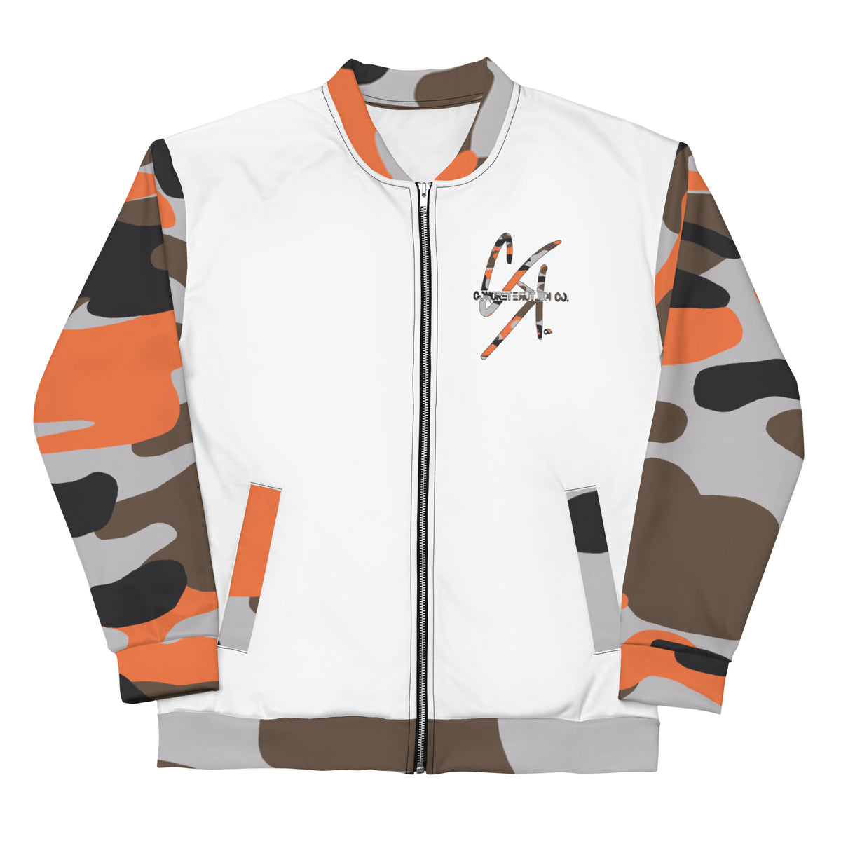 CK Co Orange Camo Unisex Bomber Jacket