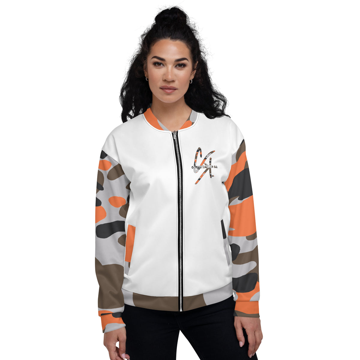 CK Co Orange Camo Unisex Bomber Jacket