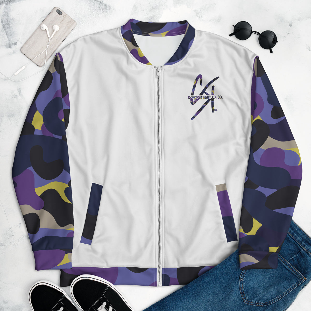 CK Co Purple Camo Unisex Bomber Jacket