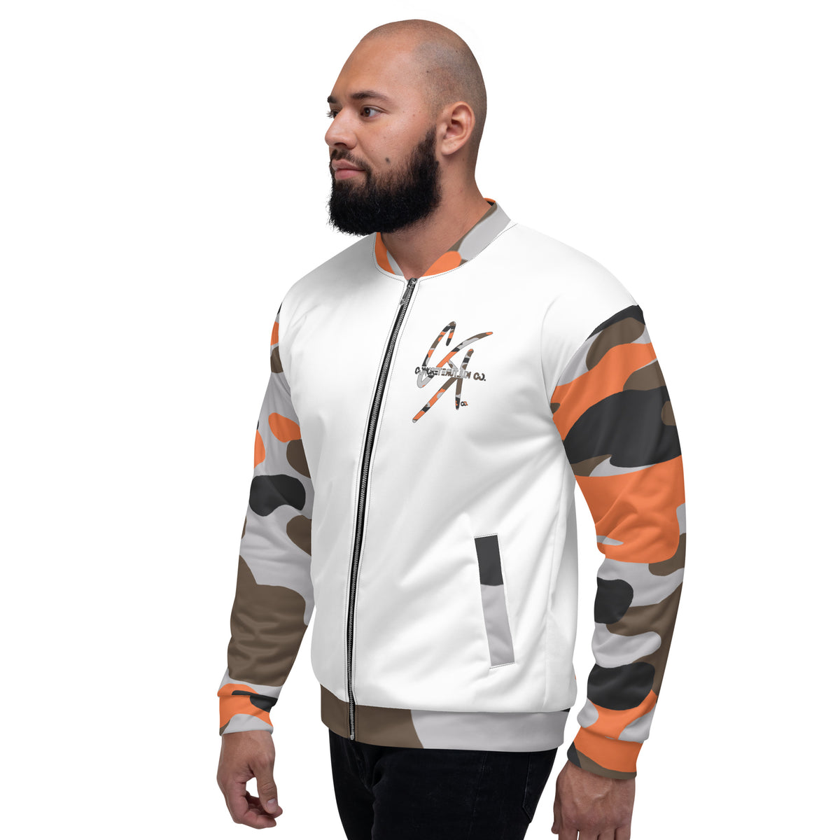 CK Co Orange Camo Unisex Bomber Jacket