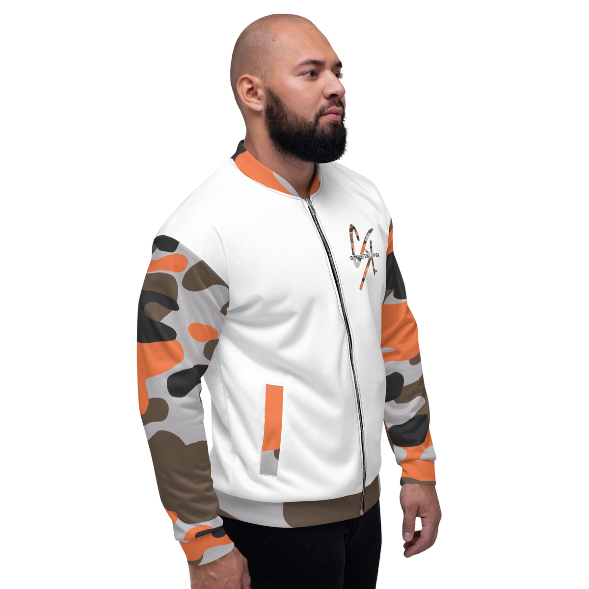 CK Co Orange Camo Unisex Bomber Jacket