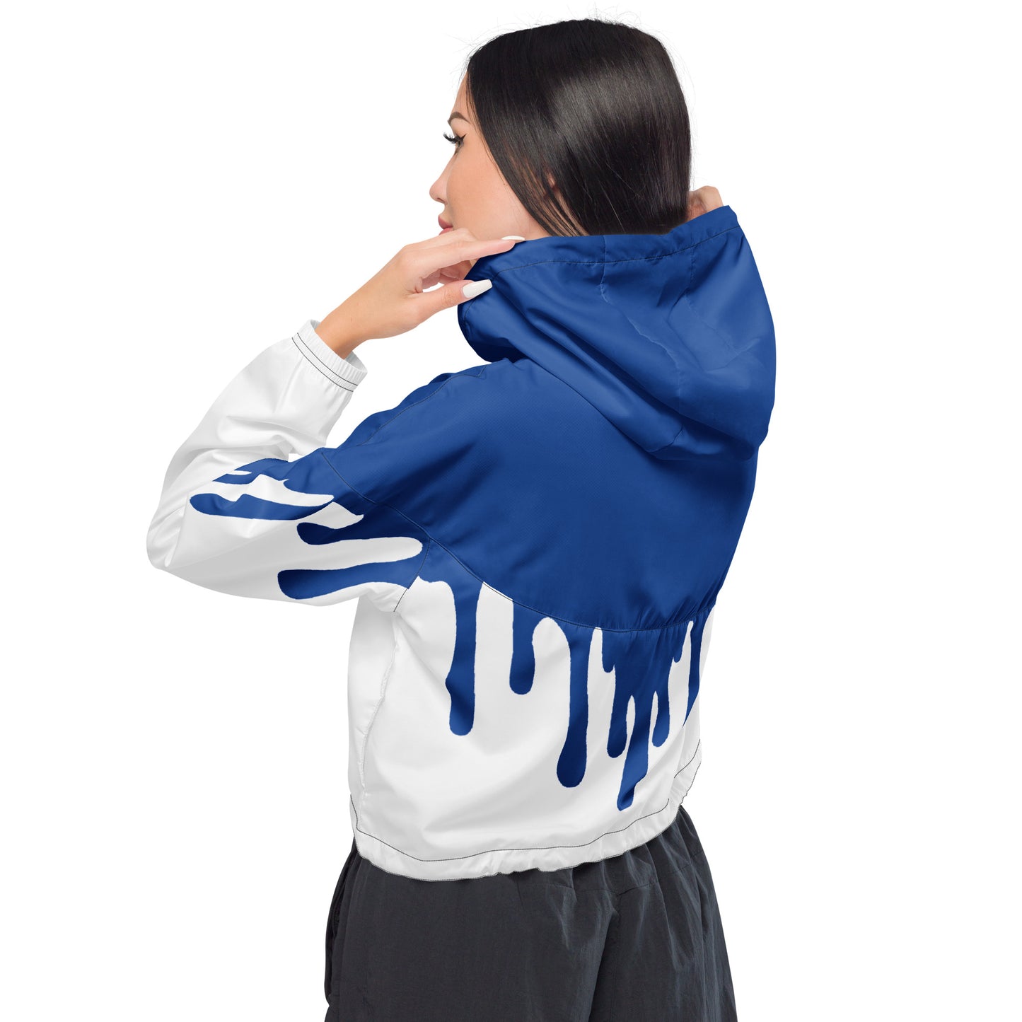 Concrete Kulture Co. Women’s "Blu Dripp" cropped windbreaker