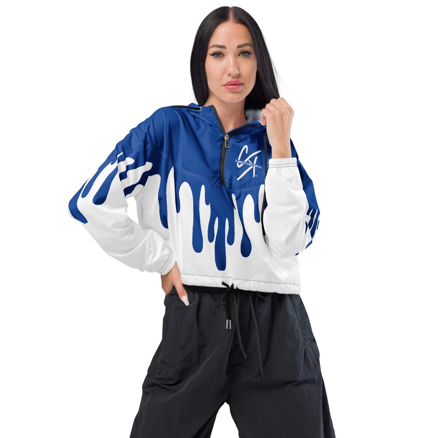 Concrete Kulture Co. Women’s "Blu Dripp" cropped windbreaker