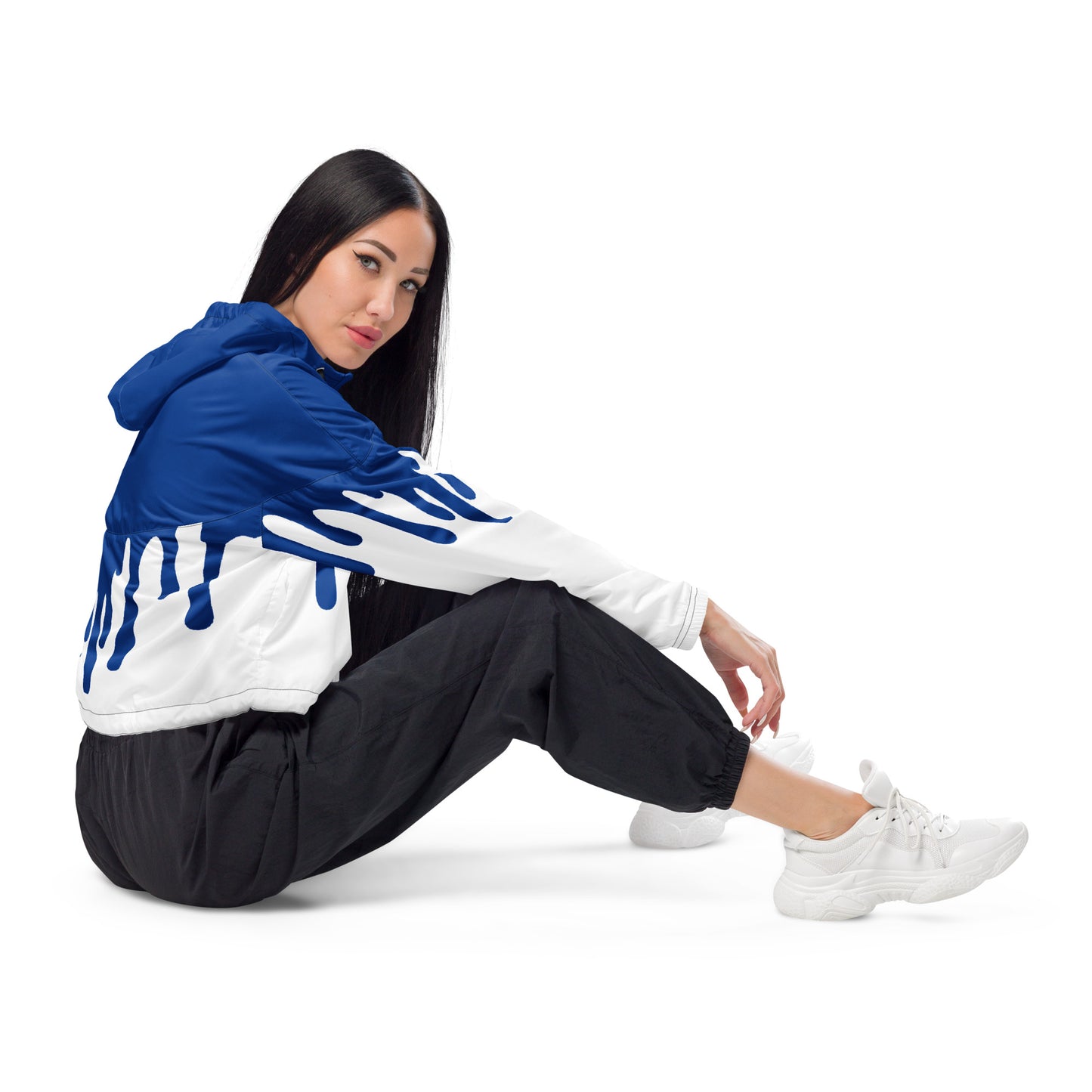 Concrete Kulture Co. Women’s "Blu Dripp" cropped windbreaker