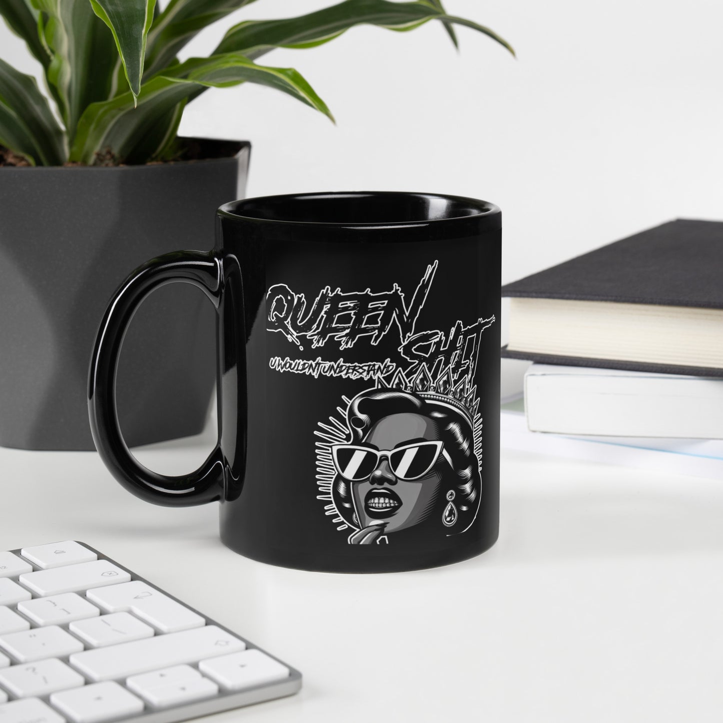 "Queen Sh!t" Black Glossy Mug