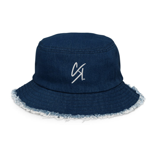 "CK CO" Distressed denim bucket hat