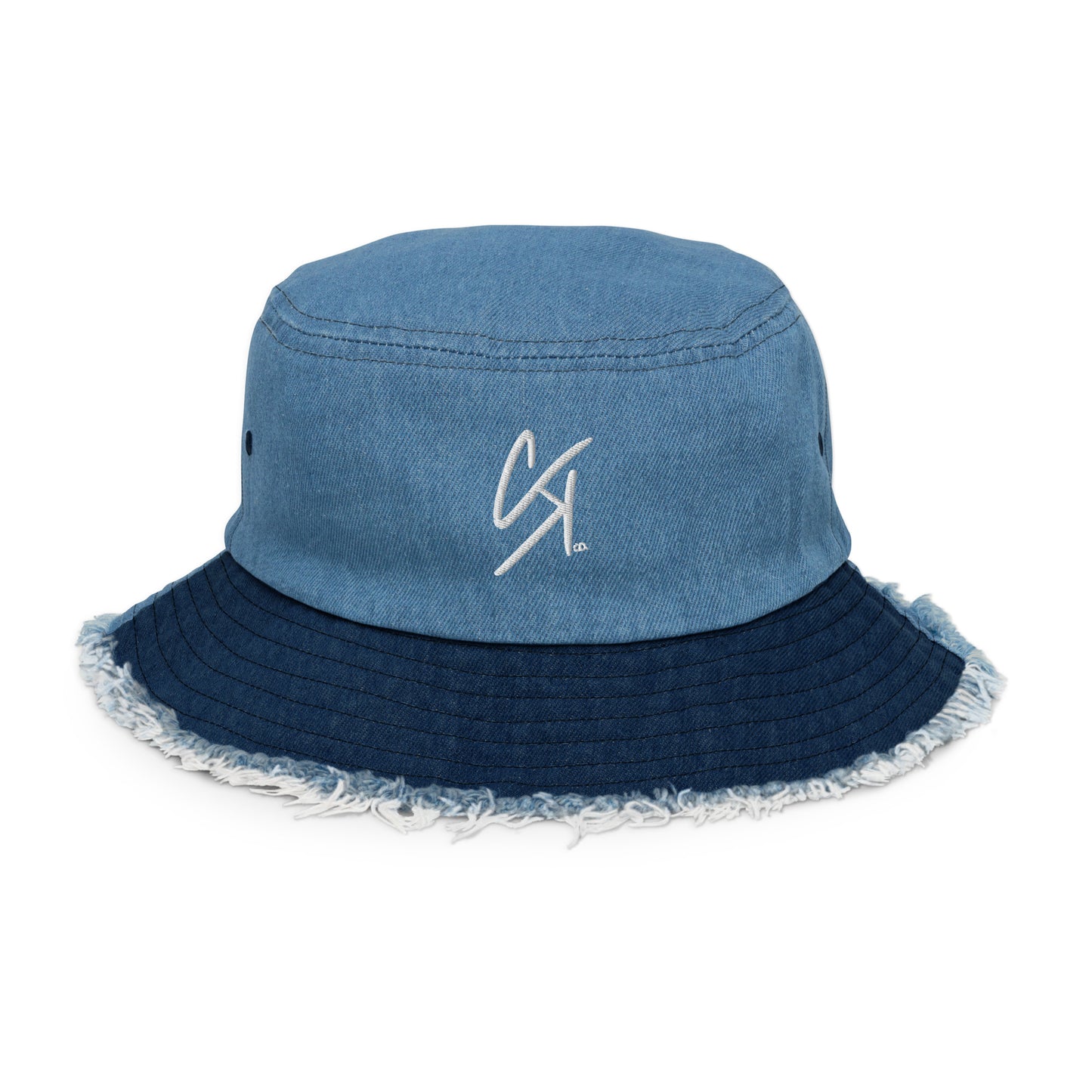 "CK CO" Distressed denim bucket hat