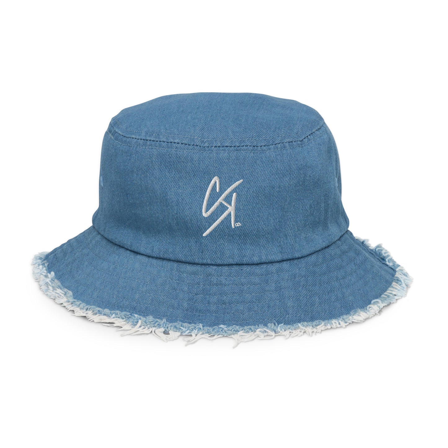 "CK CO" Distressed denim bucket hat