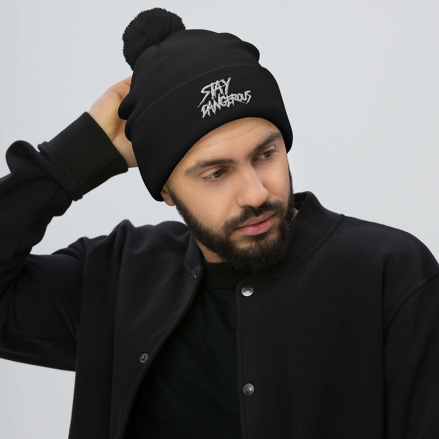 "Stay Dangerous" Pom-Pom Beanie