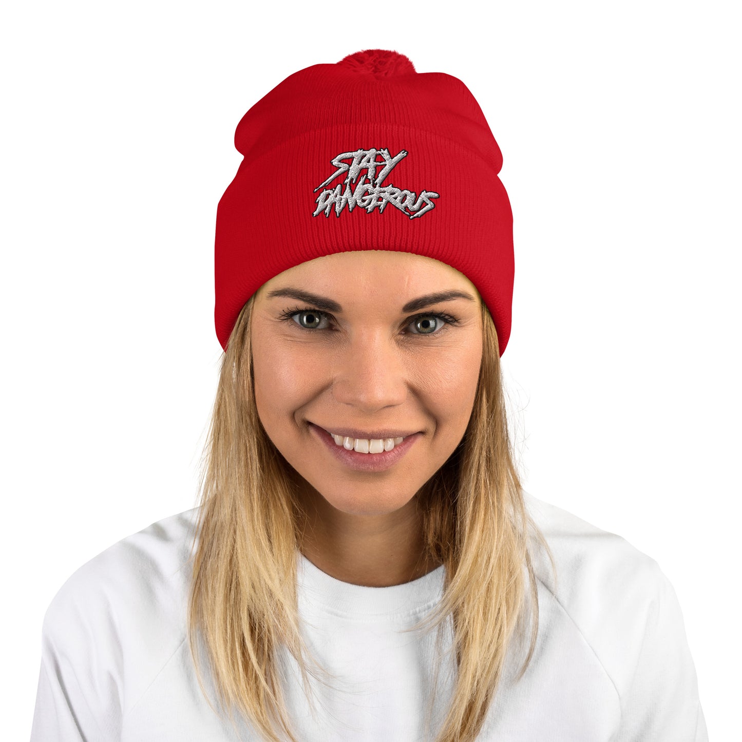 "Stay Dangerous" Pom-Pom Beanie