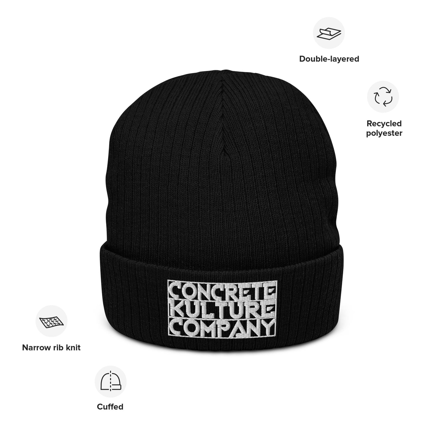 Concrete Kulture Company Ribbed knit beanie