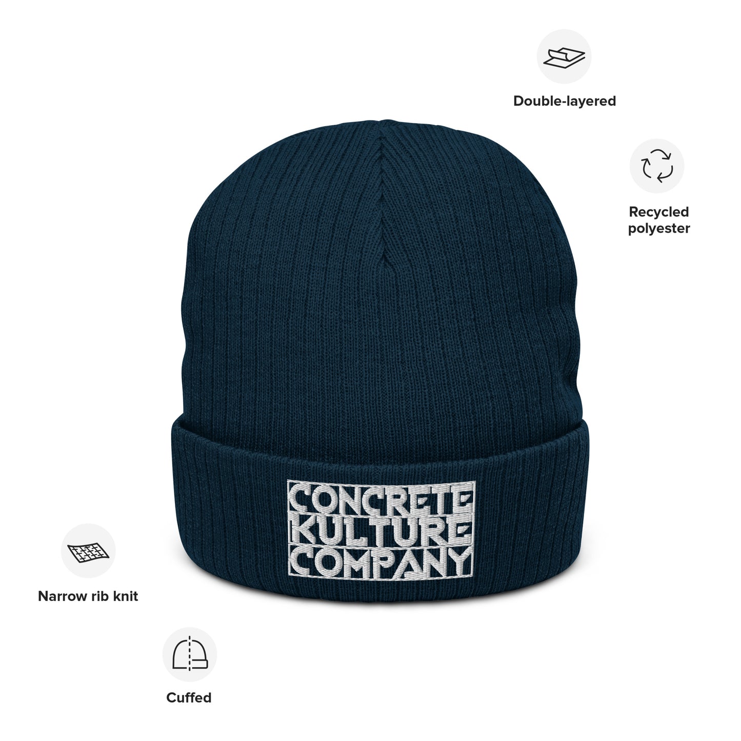 Concrete Kulture Company Ribbed knit beanie